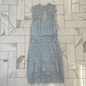 Bardot light blue lace dress with back cut out